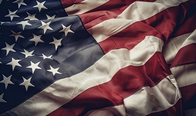 Close-Up View of Patriotic American Flag