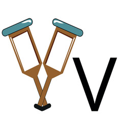 letter design in the form of two crutches with fractures folded in a V shape