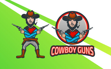 Cowboy guns mascot logo