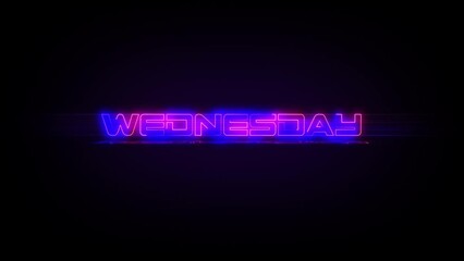 Flashing WEDNESDAY electric blue and pink neon Sign flashing on and off with flicker, reflection, and anamorphic lights in 4k. - Powered by Adobe