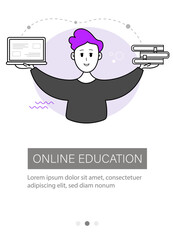 Education and self-development. The concept of trainings, seminars, online courses. Modern design template for websites, apps, booklets, flyers. Vector illustration.