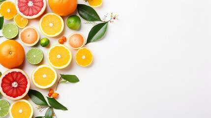 Citrus fruits at white background