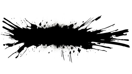 black brush strokes paints on white paper. Isolated on white background. Abstract creative background