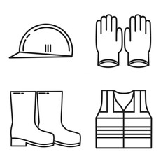 vector icons set flat safety equipment