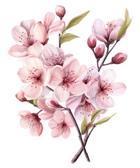 Pastel Cherry Blossom Clipart, Spring Floral Sublimation, Cherry Blossom, Spring Floral Sublimation Cherry Blossom, Transparent Background, transparent PNG, Created using generative AI