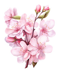 Fototapeta na wymiar Pastel Cherry Blossom Clipart, Spring Floral Sublimation, Cherry Blossom, Spring Floral Sublimation Cherry Blossom, Transparent Background, transparent PNG, Created using generative AI
