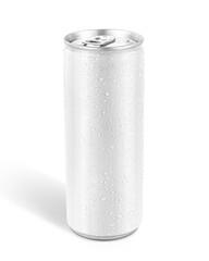 blank packaging white tin can with cool water droplet for drink beverage product design mock-up