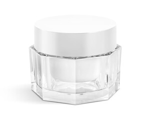 blank packaging transparent acrylic pot for cream and cosmetic product branding design mock-up