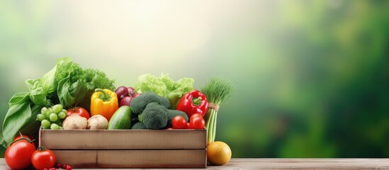 Eco friendly grocery delivery with fresh green produce promotes responsible healthy eating and zero...