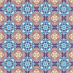 Seamless colorful patchwork from Azulejo tiles. Portuguese and Spain decor. Islam, Arabic, Indian, Ottoman motif.