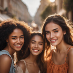 Obraz premium A diverge group of girls smiling together