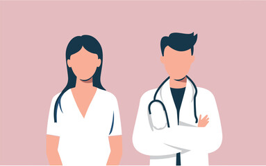 Fototapeta premium doctor and nurse with stethoscope
