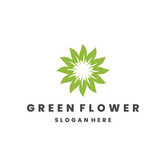  Green flower logo template vector illustration design