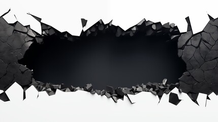 Gap ripped in black paper on white background. Copy space - obrazy, fototapety, plakaty