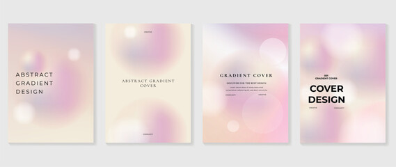 Aesthetic poster design set. Cute gradient holographic background vector with geometric shape, gradient mesh bubble. Beauty ideal design for social media, cosmetic product, promote, banner, ads. - obrazy, fototapety, plakaty