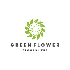  Green flower logo template vector illustration design