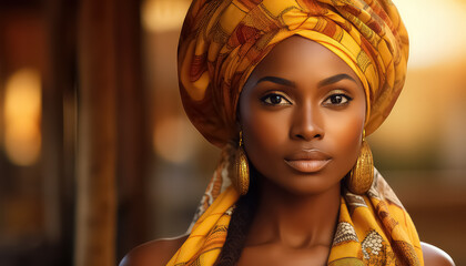 Woman in a colorful turban , black history month