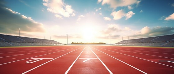 Pristine Running Track. Smooth Surface Ready for Runners - obrazy, fototapety, plakaty