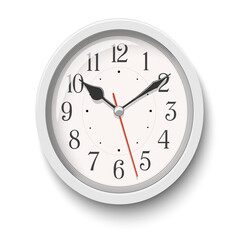 Vector elegant white oval wall clock placed on white