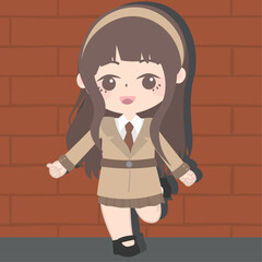 anime anime girl icon android screenshot 3, in the style of dark brown and dark beige, school of london, cartoon mis-en-scene, gongbi, the vancouver school, flat, low bitrate