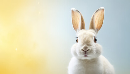 Fototapeta na wymiar White hare in winter background, easter concept