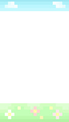 16:9ピクセルアートなBIGドットの花畑⭐︎PNG