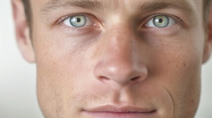 A detailed portrayal of the man's eyes locked onto the camera.