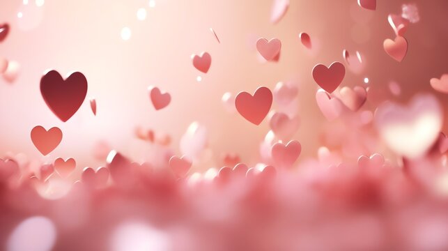 Hyper realistic paper cut hearts confetti background for Valentine's day. AI generated image