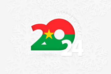 New Year 2024 for Burkina Faso on snowflake background.