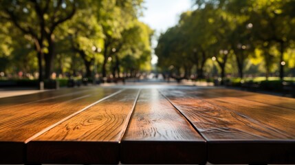 Empty Wooden Table Blurred City Park, HD, Background Wallpaper, Desktop Wallpaper 