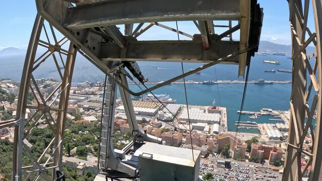 View from a cable car going to The Rock of Gibraltar