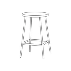 Coloring Page for kids. Bar stool icons cartoon vector. Chair bench. Kitchen or outdoor cafe , home, office and Club furniture. Pub barstool. Vector flat style cartoon illustration. coloring page.