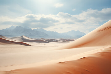 Fototapeta na wymiar highland desert landscape with sand dunes and mountains on the backdrop