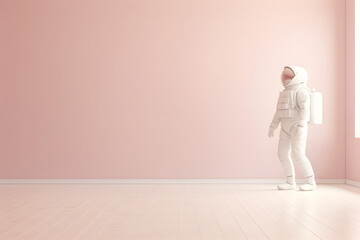 Spaceman or astronaut in a room with copy space