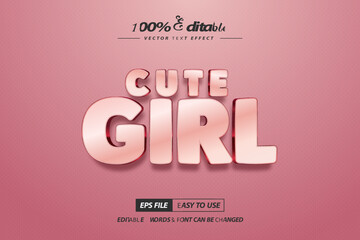 cute Girl 3d editable text effect with high quality