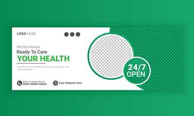Medical healthcare social media cover photo design with gradient color template.


