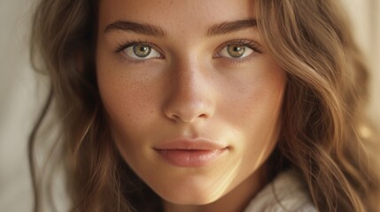 Obraz premium With a sun-kissed glow and rosy cheeks, she embodies natural charm.