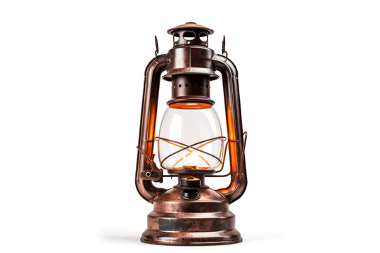 Old kerosene lamp isolated on white background,front view.generative ai
