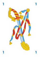 Spanish deck of cards game. Hand drawn vector illustration, stylized in traditional line art. art decorations, print for decoration. Isolated background