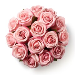 Fototapeta premium A bouquet of pink roses on a white surface