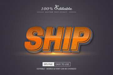 Ship 3d text effect editable high quality vector
