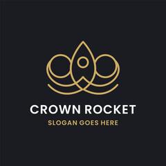 Crwon rocket logo template vector illustration design