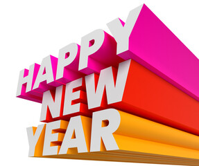 Happy new year 3d letters sign. coloful background. 2024 new Year party. Transparent background.