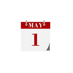 1 May calendar day icon isolated on transparent background