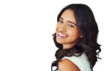 Professional, smile and portrait of woman isolated on transparent png background with confidence. Businesswoman, secretary or receptionist with business career, face and happiness in creative office