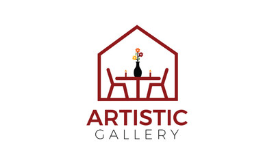 artistic gallery simple and minimal logo or icon vector