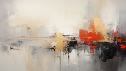 a painting with mixed colors, black and white