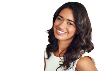 Business, confidence and portrait of happy woman isolated on transparent png background with fashion. Businesswoman, secretary or receptionist with professional career, smile and work pride.