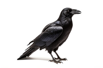 Obraz premium Black raven isolated on white background.generative ai
