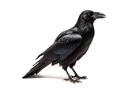 Black raven isolated on white background.generative ai